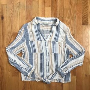 Paper Crane Long Sleeve Tie Up Blouse